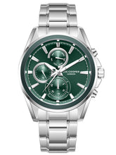 Lee Cooper Men's  Multifunction Watch Dark Green Dial With Silver Metal Band,LC08249.370